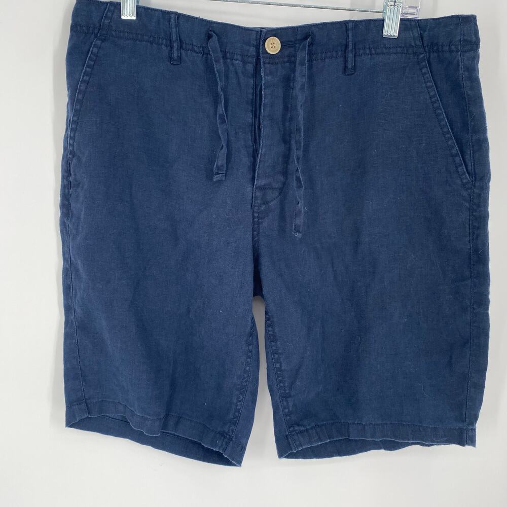 Galeries Lafayette Shorts Women’s  Large Navy Linen‎ Coastal Vacation Cruise
